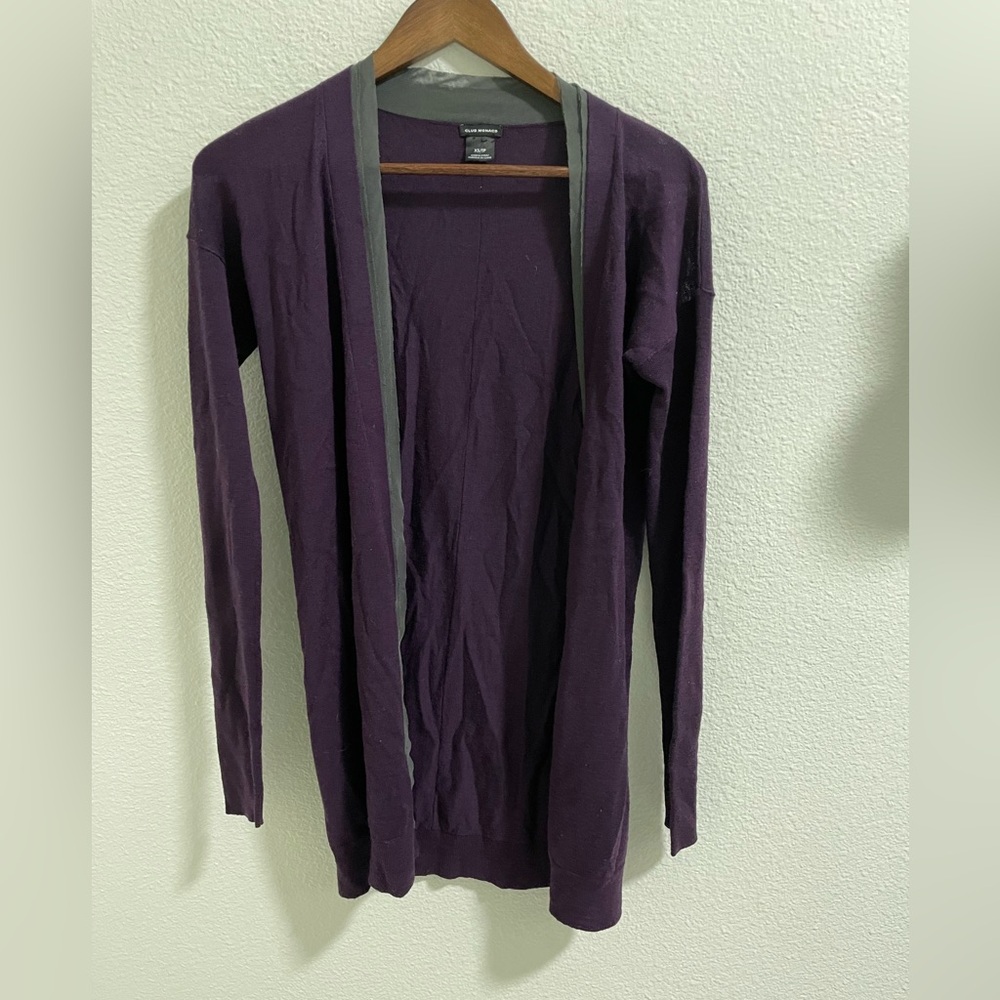 Club Monaco Purple Open Front wool Cardigan Sweater